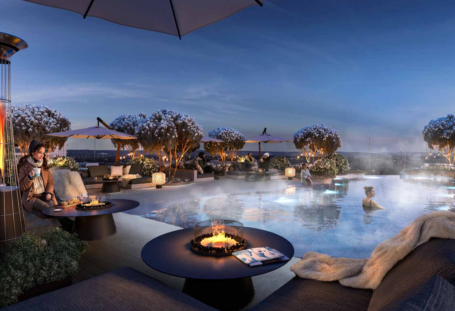 Beach Club · Rooftop Garden at Twilight